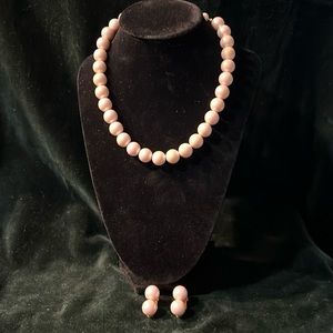 Marvella faux pink pearls and earrings